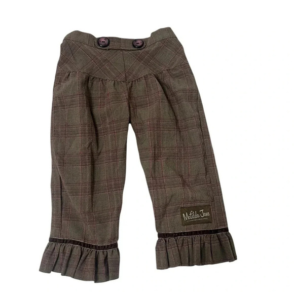 Matilda Jane size 18 months Gypsy Plaid Yoke Pants Ruffle pants Brown - Picture 1 of 4